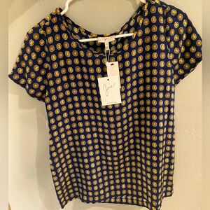 NWT Joie 100% Silk Short-Sleeve Top w/Fun Print